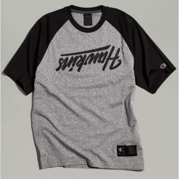 Champion X Netflix Stranger Things Raglan Tee Grey Black T-Shirt Men's Small S - Picture 1 of 5